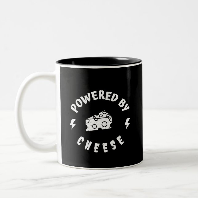 Powered By Cheese Two-Tone Coffee Mug (Left)