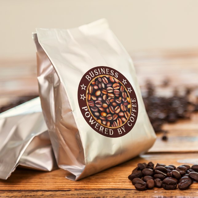           Powered by Coffee Add Your Business Name Classic Round Sticker (Creator Uploaded)