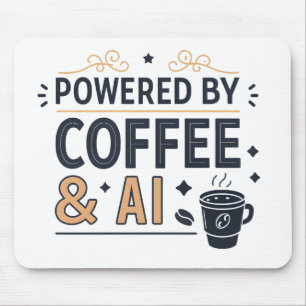 Powered by Coffee & AI Retro Tech Vector Mouse Pad