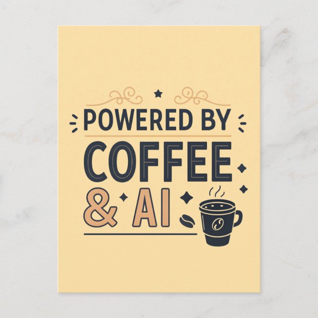 Powered by Coffee & AI Retro Tech Vector Postcard (Front)