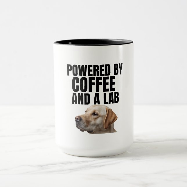 Powered by Coffee and a Lab – Yellow Lab – Coffee Mug (Center)