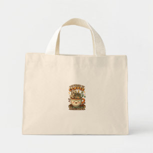 Powered By coffee and AI Retro coffee tech Graphic Mini Tote Bag