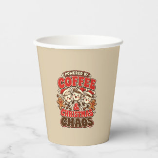 Powered by Coffee and Christmas Chaos Paper Cups