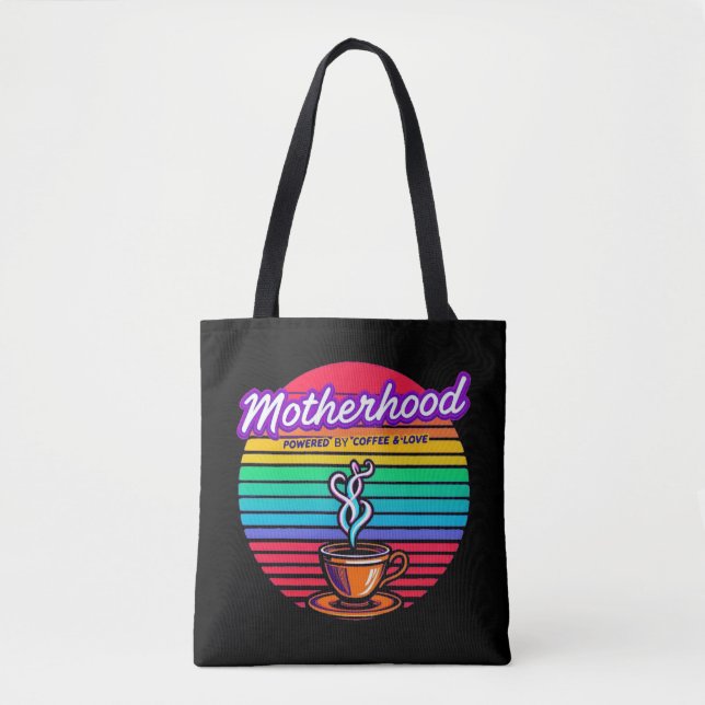 Powered by Coffee and Love | Coffee Lover Mom Tote Bag (Front)