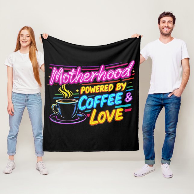 Powered by Coffee and Love | Funny Mother's Day Fleece Blanket (In Situ)