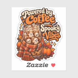 Powered by Coffee and Spooky Vibes Halloween Sticker