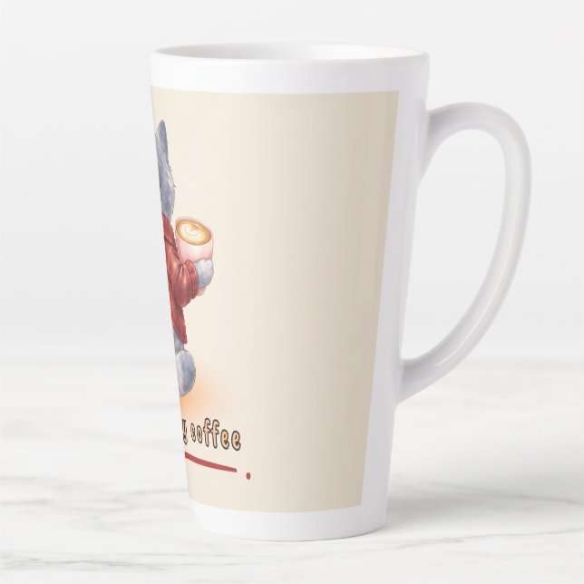 "Powered by Coffee" Cat Holding A Cup of Coffee (Right)