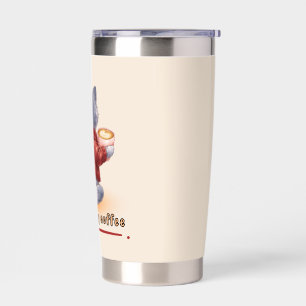 "Powered by Coffee" Cat Holding A Cup of Coffee Insulated Tumbler
