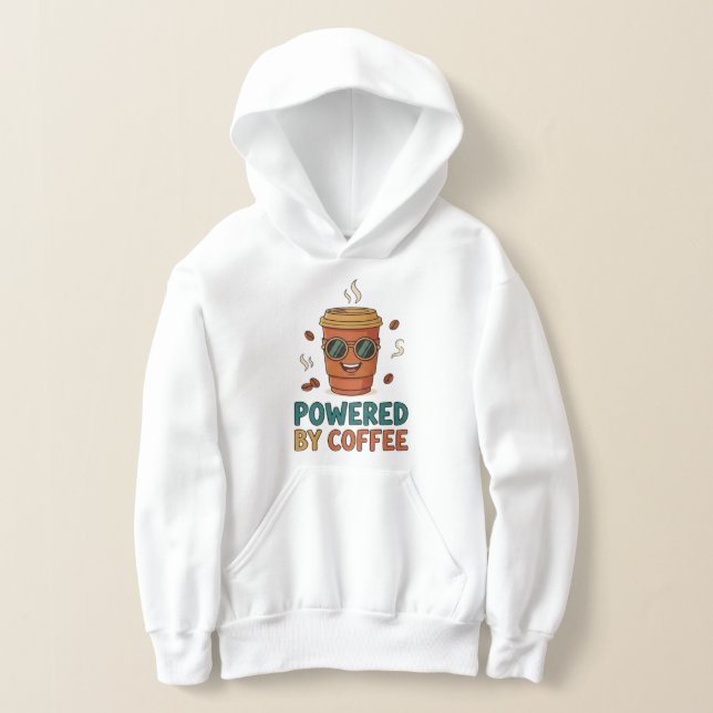 Powered by Coffee Cute Cartoon Hoodie (Laydown)