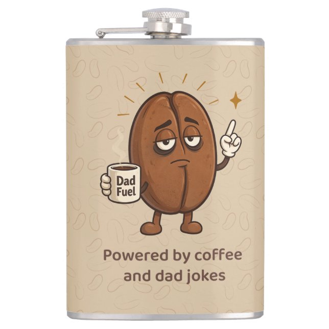 Powered by Coffee Cute Coffee Bean Father’s Day Flask (Front)