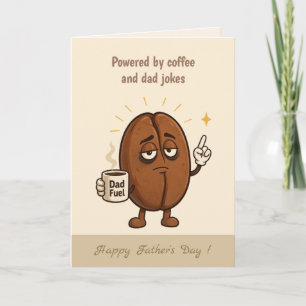 Powered by Coffee Cute Coffee Bean Father's Day Card