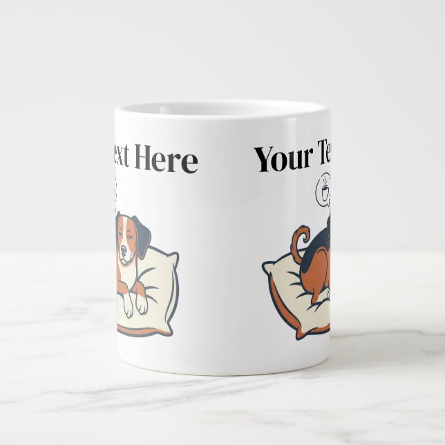 Powered by Coffee & Dog Dreams Giant Coffee Mug (Front)