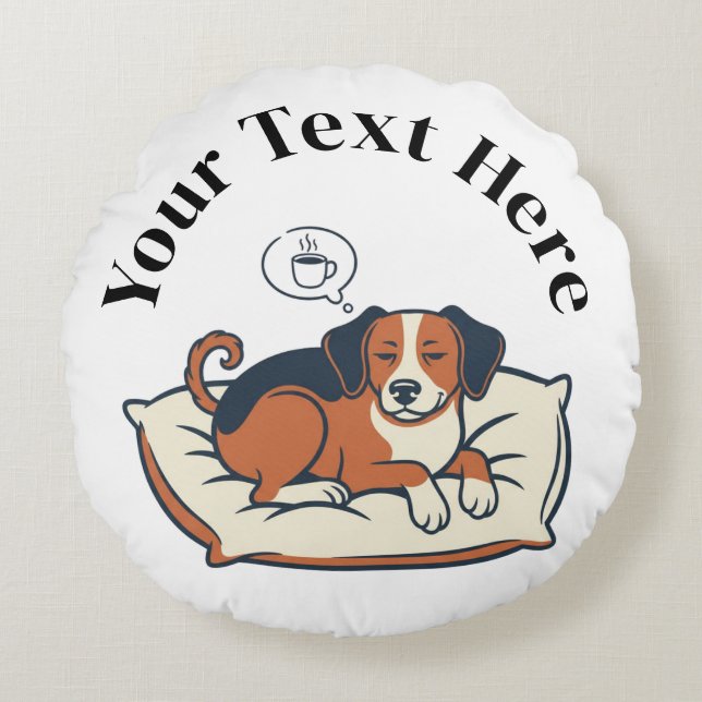 Powered by Coffee & Dog Dreams Round Pillow (Front)