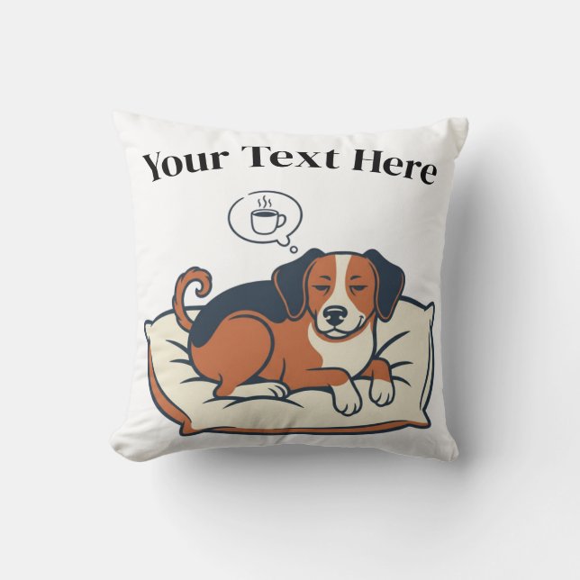 Powered by Coffee & Dog Dreams Throw Pillow (Front)