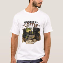 Powered by Coffee Funny Programmer T-Shirt | Frog 