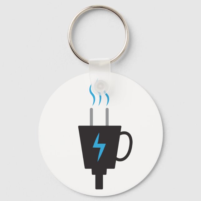 Powered By Coffee Mug Keychain (Front)