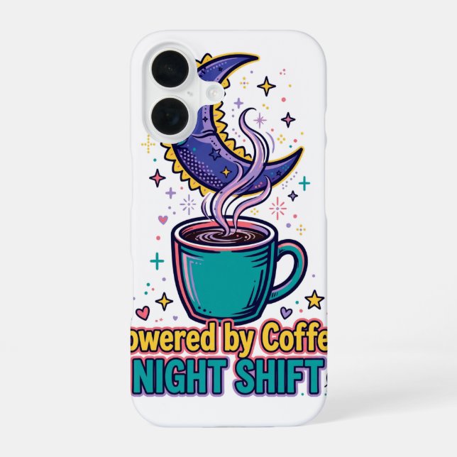Powered by Coffee Night Shift Phone Case (Back)