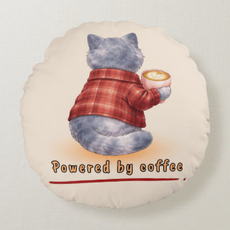 Powered by Coffee Round Pillow