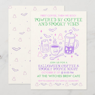 Powered By Coffee & Spooky Vibes Halloween Movie Invitation