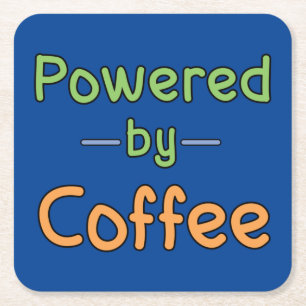 Powered by Coffee Square Paper Coaster