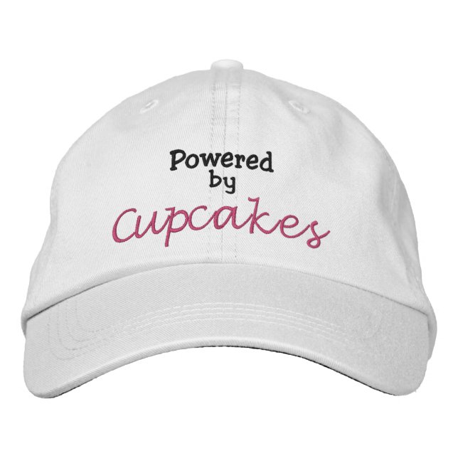 Powered by Cupcakes Embroidered Baseball Cap (Front)