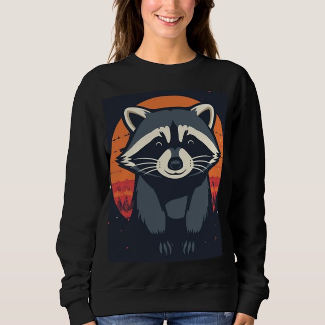 Powered by Cuteness and Raccoon Vibes. T-Shirt Sweatshirt (Front)