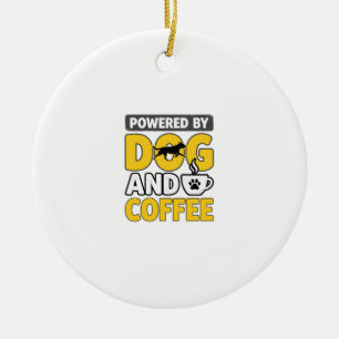 Powered By Dog And Coffee Vintage Shirt Design_1 Ceramic Ornament