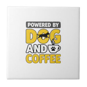 Powered By Dog And Coffee Vintage Shirt Design_1 Ceramic Tile