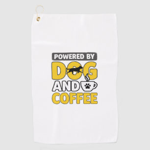 Powered By Dog And Coffee Vintage Shirt Design_1 Golf Towel