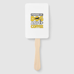 Powered By Dog And Coffee Vintage Shirt Design_1 Hand Fan