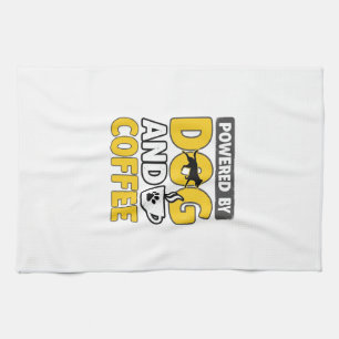 Powered By Dog And Coffee Vintage Shirt Design_1 Kitchen Towel