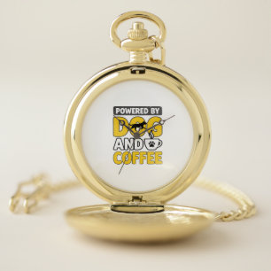 Powered By Dog And Coffee Vintage Shirt Design_1 Pocket Watch