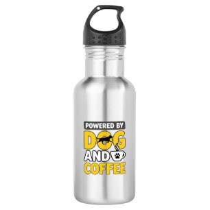 Powered By Dog And Coffee Vintage Shirt Design_1 Stainless Steel Water Bottle