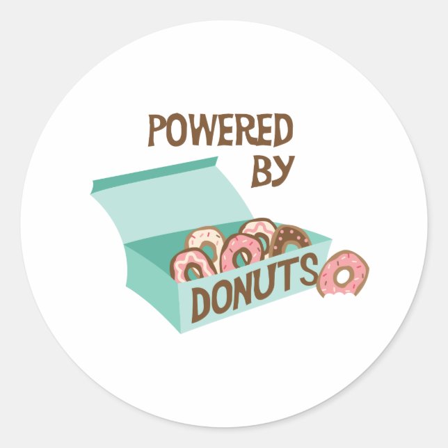 Powered By Donuts Classic Round Sticker (Front)