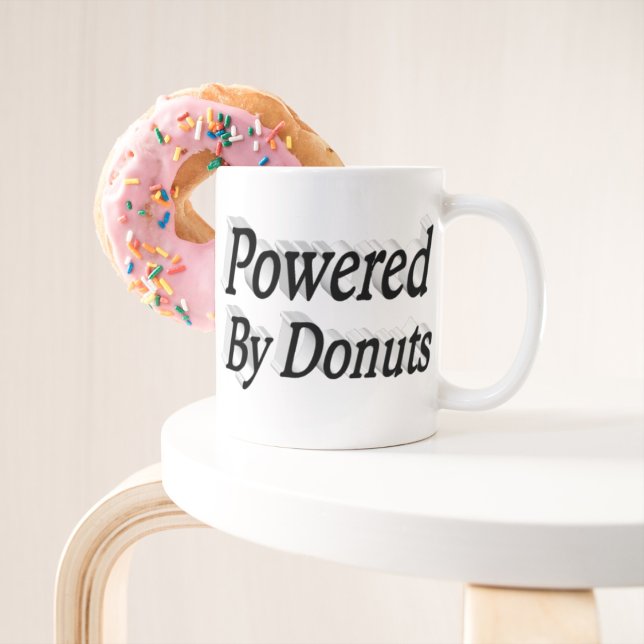 Powered By Donuts quote black half text Giant Coffee Mug (Creator Uploaded)