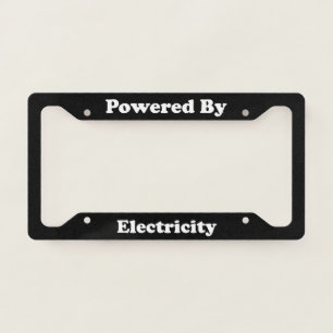 Powered By Electricity License Plate Frame