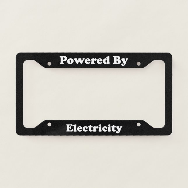 Powered By Electricity License Plate Frame (Front)