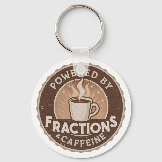 Powered by Fractions & Caffeine Keychain (Front)