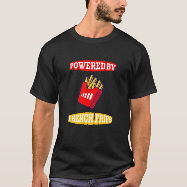 Powered By French Fries French Fray Day  Kids Men T-Shirt (Front)