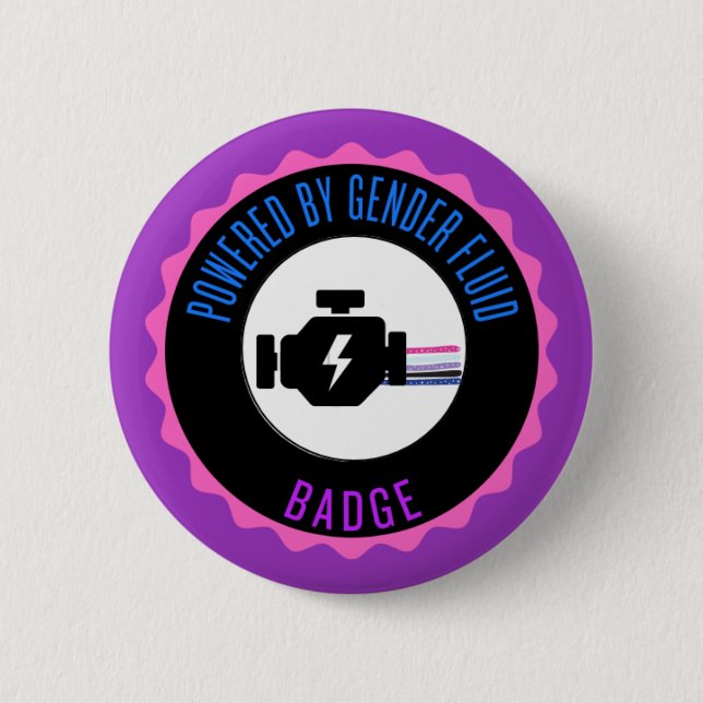 Powered by gender fluid badge button (Front)