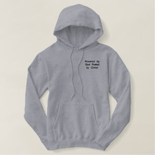 Powered by God fueled by Christ (TM)brand clothing Embroidered Hoodie
