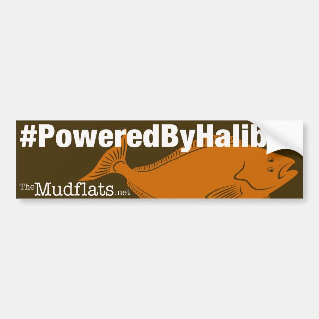 "Powered by Halibut" bumper sticker (Front)