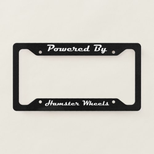 Powered By Hamster Wheels License Plate Frame