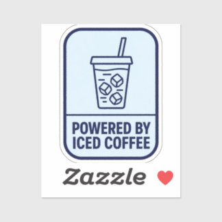 Powered By Iced Coffee Funny Sticker