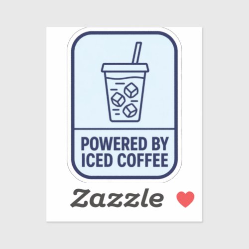 Powered By Iced Coffee Funny Sticker