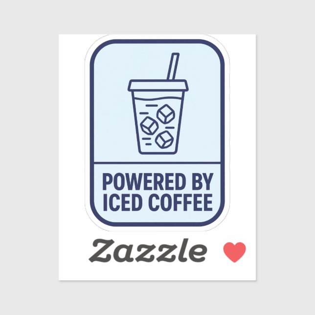 Powered By Iced Coffee Funny Sticker (Sheet)