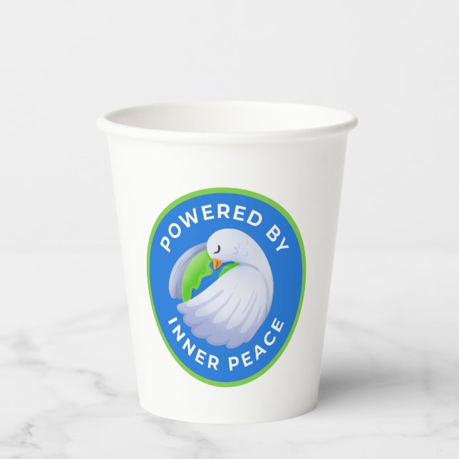 Powered by Inner Peace Dove Balloon Paper Cups (Front)
