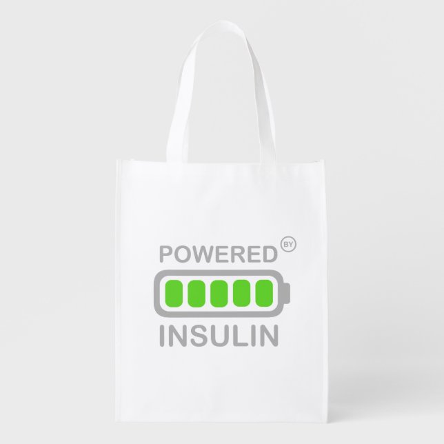 Powered By Insulin Battery Grocery Bag (Front)