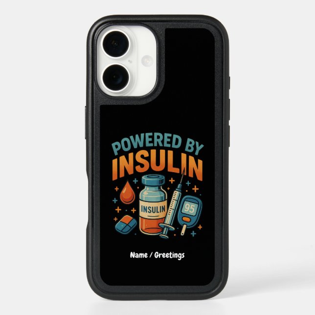 Powered by Insulin Diabetes Awareness Funny Quote  Otterbox iPhone Case (Back)