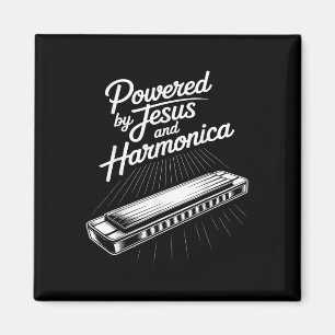 Powered By Jesus And Harmonica Christian Music  Magnet